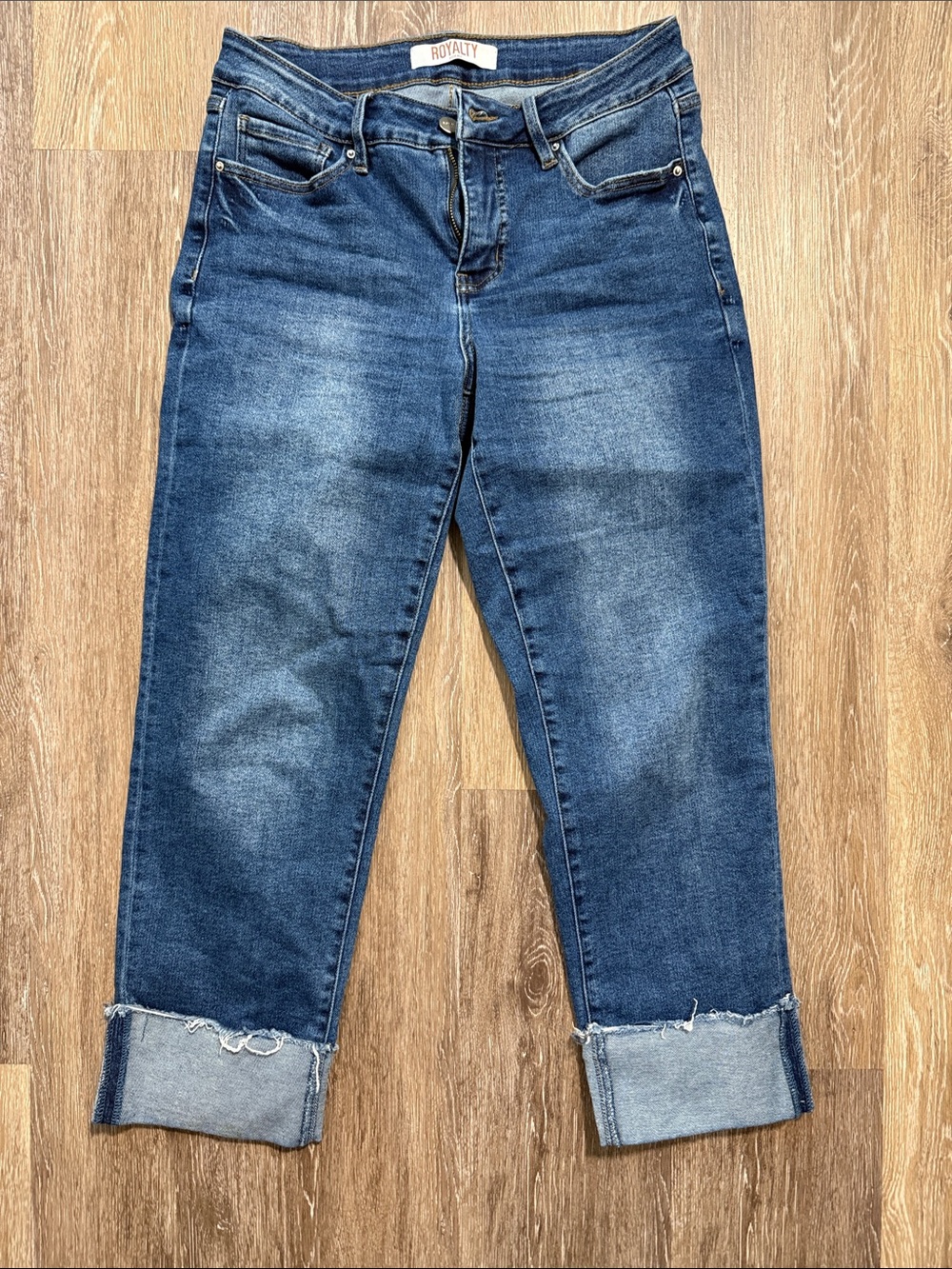 Royalty For Me Women's Dark Blue Cropped Cuffed Jeans 10